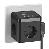 EU Plug Electric Power Strip Cube with 3 AC Outlets 3 USB Port  2400W 5V 2.4A Multi Socket with Switch for Home Without Cable - Image 2