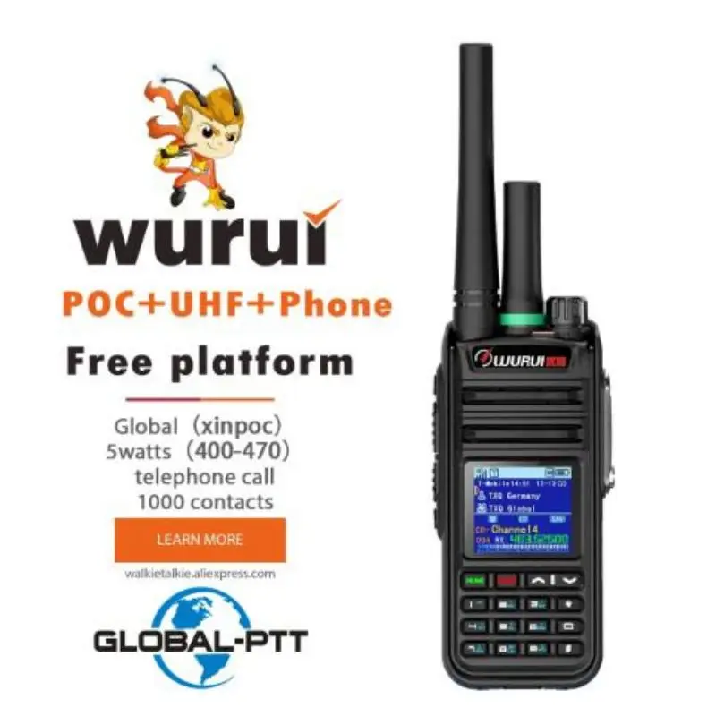 

Wurui 918 global-ptt POC UHF Phone 4g walkie talkie Two-way radio radios ham station telephone Mobile long range 100 km distance