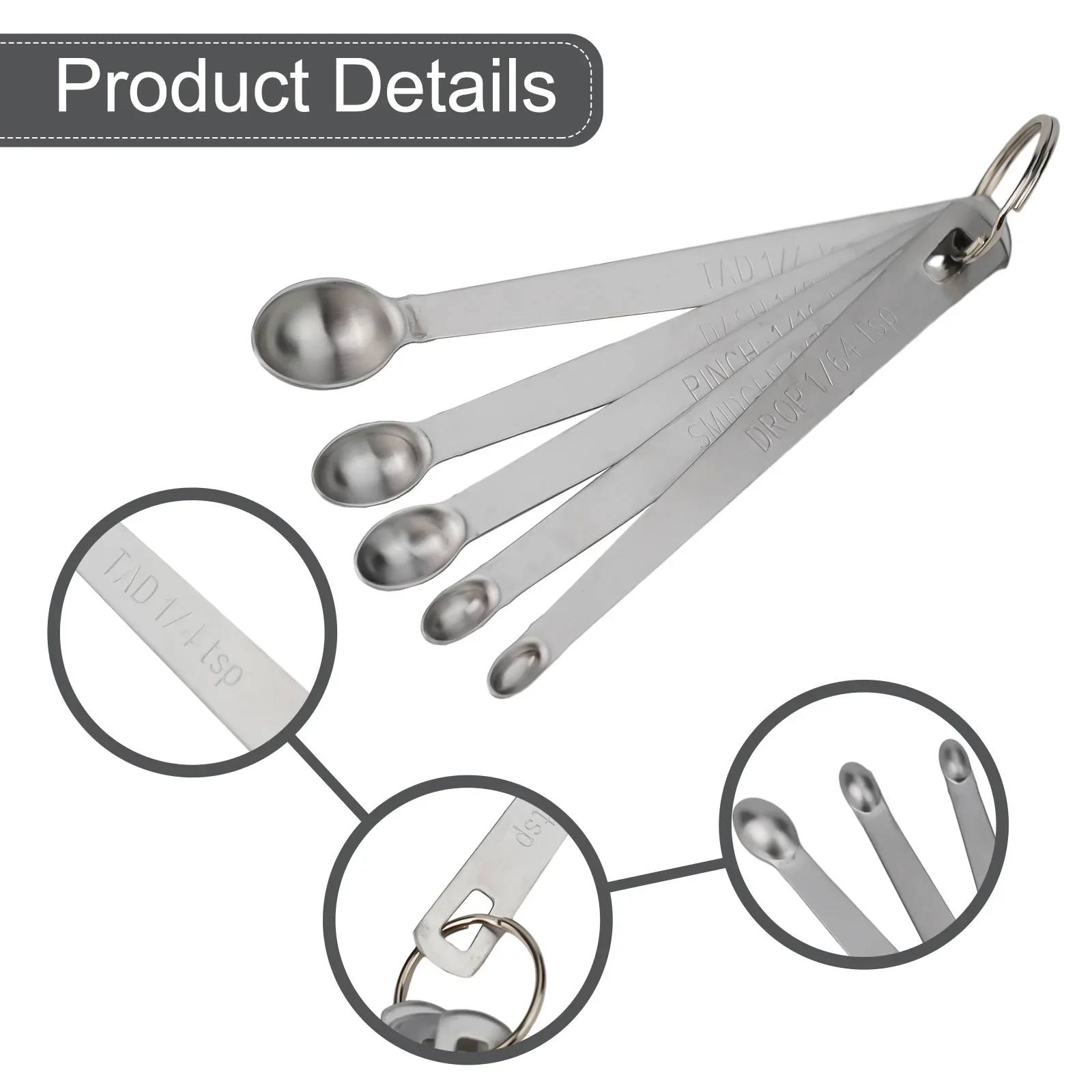 Kitchen Measuring Spoons Measuring Spoon Set 5Pcs/Set Mini Measuring Spoons Stainless Steel Tea Coffee Sauce Scoops Baking Seasoning Tool Kitchen Mearure Accessories