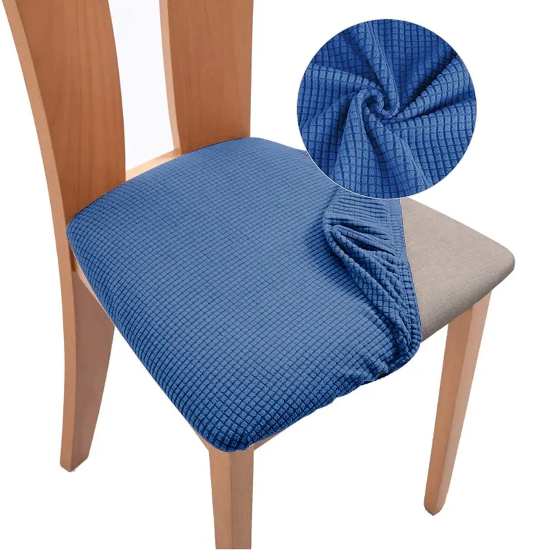 Funda de cojín de silla de jacquard de spandex, funda de cojín tapizada para comedor, funda de asiento de silla sólida sin respaldo, protector de muebles