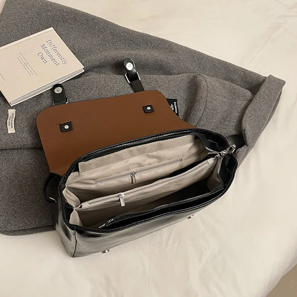 High-quality Leather Backpack Women Fashion School Bag England College Style Designer Luxury Solid Shoulder Bag Ladies Handbags 4
