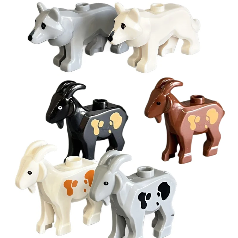 도시 동물원 야생 동물 장면 블록 염소 늑대 코끼리 얼룩사슴 부엉이 낙타 미니 모델 DIY 브릭 장난감 T07