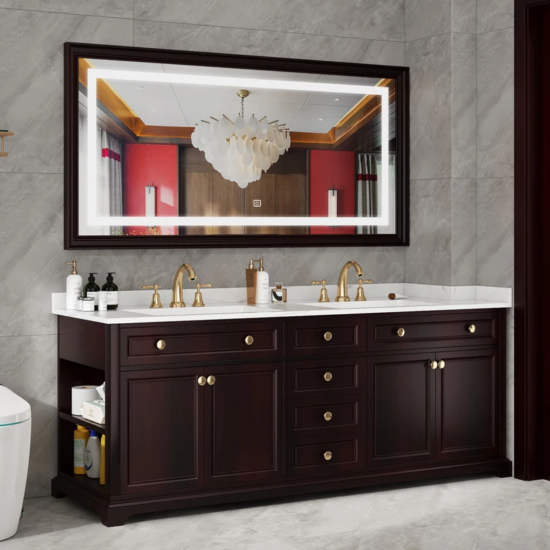 

American oak bathroom cabinet combination double basin custom bathroom double washing basin