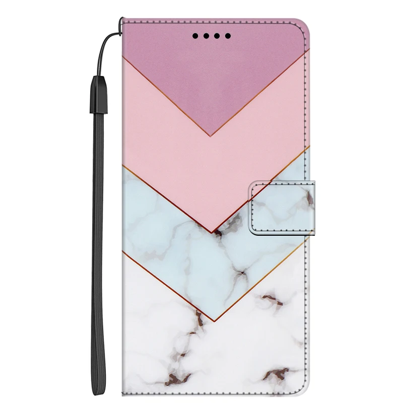 Elegant Marble Leather Flip Cover with Magnetic Wallet and Stand