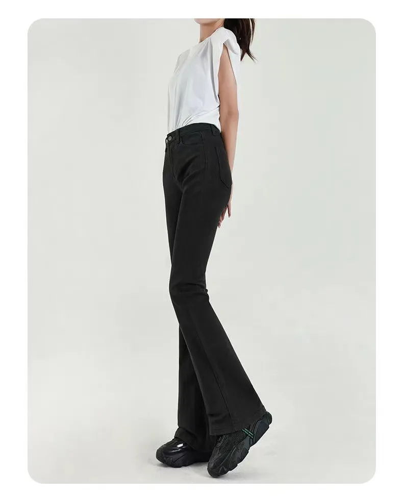 wide leg jeans High Waist Skinny Flare Jeans Women Wide Leg Denim Pants 2022 Fashion Vintage Streetwear Trousers Female All-Match Denim blue jeans