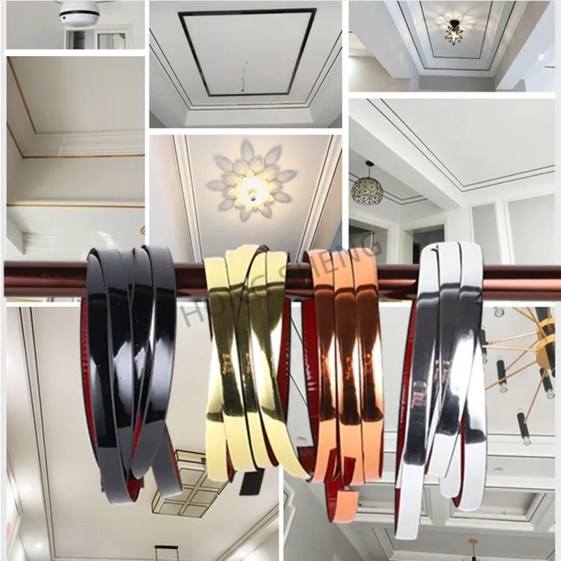 5M Impermeabile Decorativo Striscia Bordo Linea Adesivi Specchio Per Parete Sfondo Soffitto Linea Vita Aereo Piastrelle Adesivo Decorazioni Per La Cas