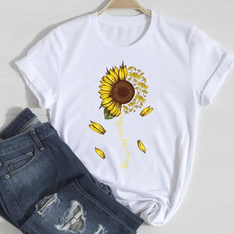Clothing Floral Women Print European and American Short-sleeved T-shirt Women Clothing Tops Oversized T Shirt