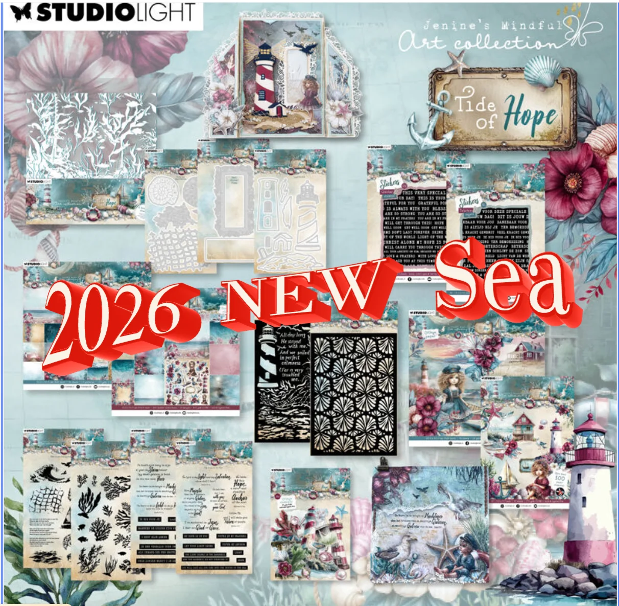 Sea Lighthouse Shell Hope Blister Metal Cutting Die Silicone Stamp Scrapbook Stencil Photo Album DIY Paper Embossing