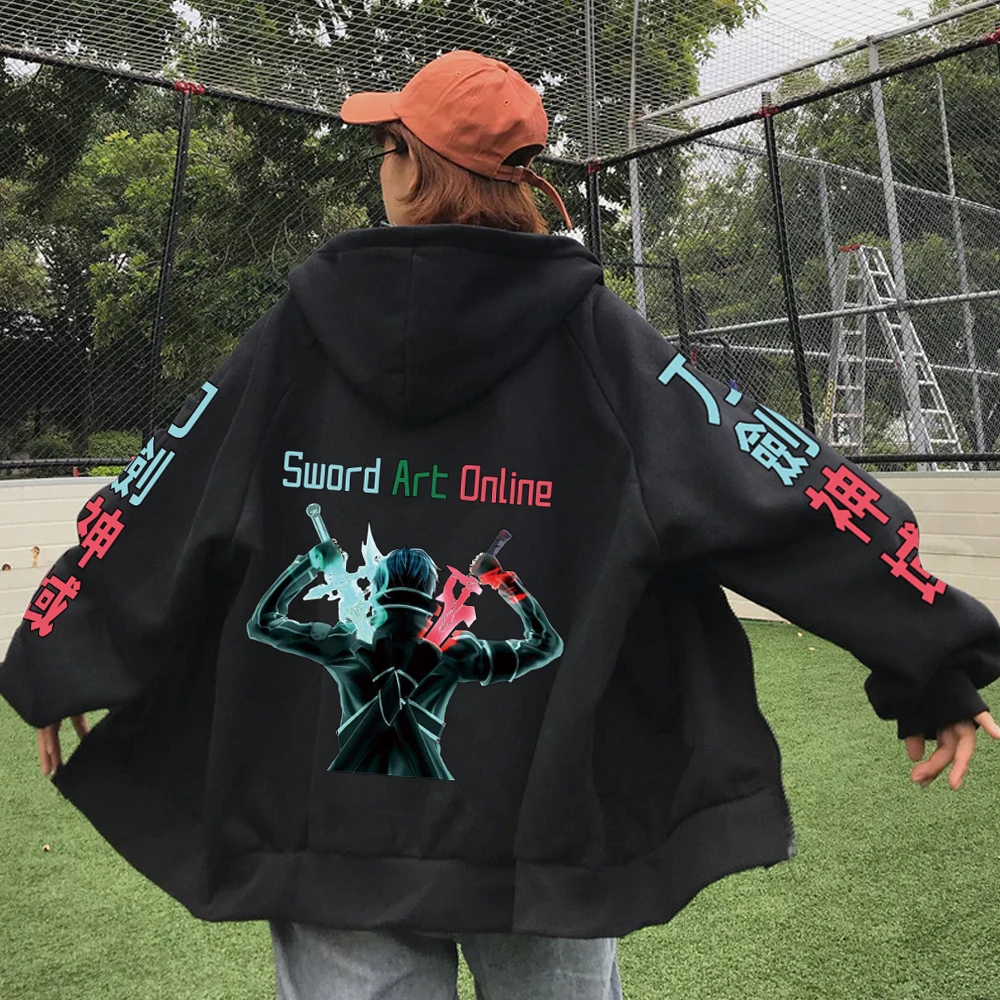 Kirito Graphic Printed Hooded Sword Art Online Anime Clothing Men