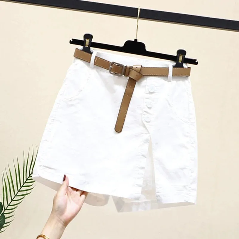 Chic Shorts Frauen Gürtel Koreanische Feste Tasten Seite Schlitzte A-line Streetwear Fashion Röcke Chic Harajuku Sommer Lose Hosen – Detail 10