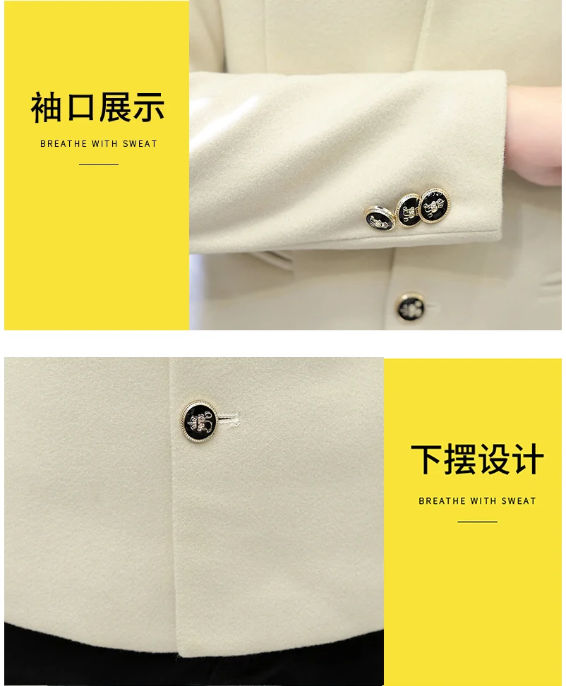 Boutique Men's Thickened Stand-up Collar Elegant Blazer Casual Korean Version Slim Youth Tunic Woolen Small Suit Jacket mens suit