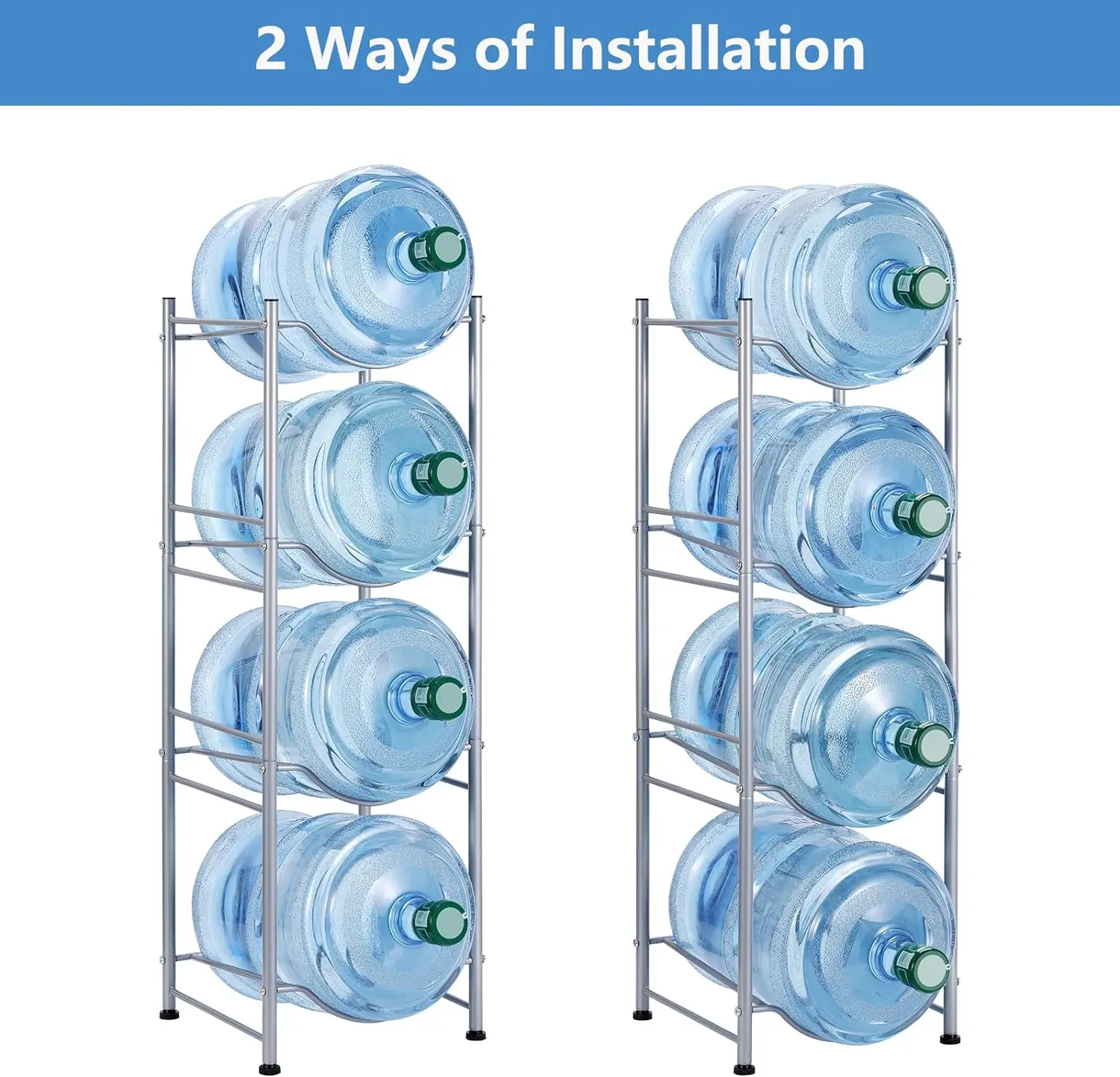 Storage Rack Desktop Storage Rack Plastic Storage Rack 4-Tier 5 Gallon Water Cooler Jug Detachable Heavy Duty Water Bottle Storage