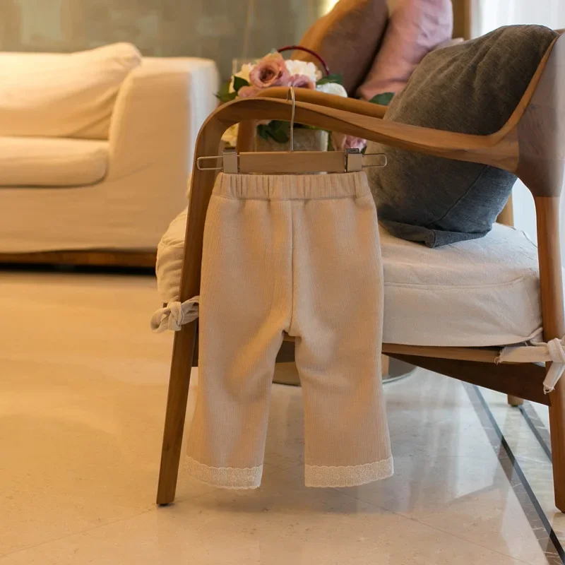 Cute Fleece Padded Lace Kids Leggings for Girls