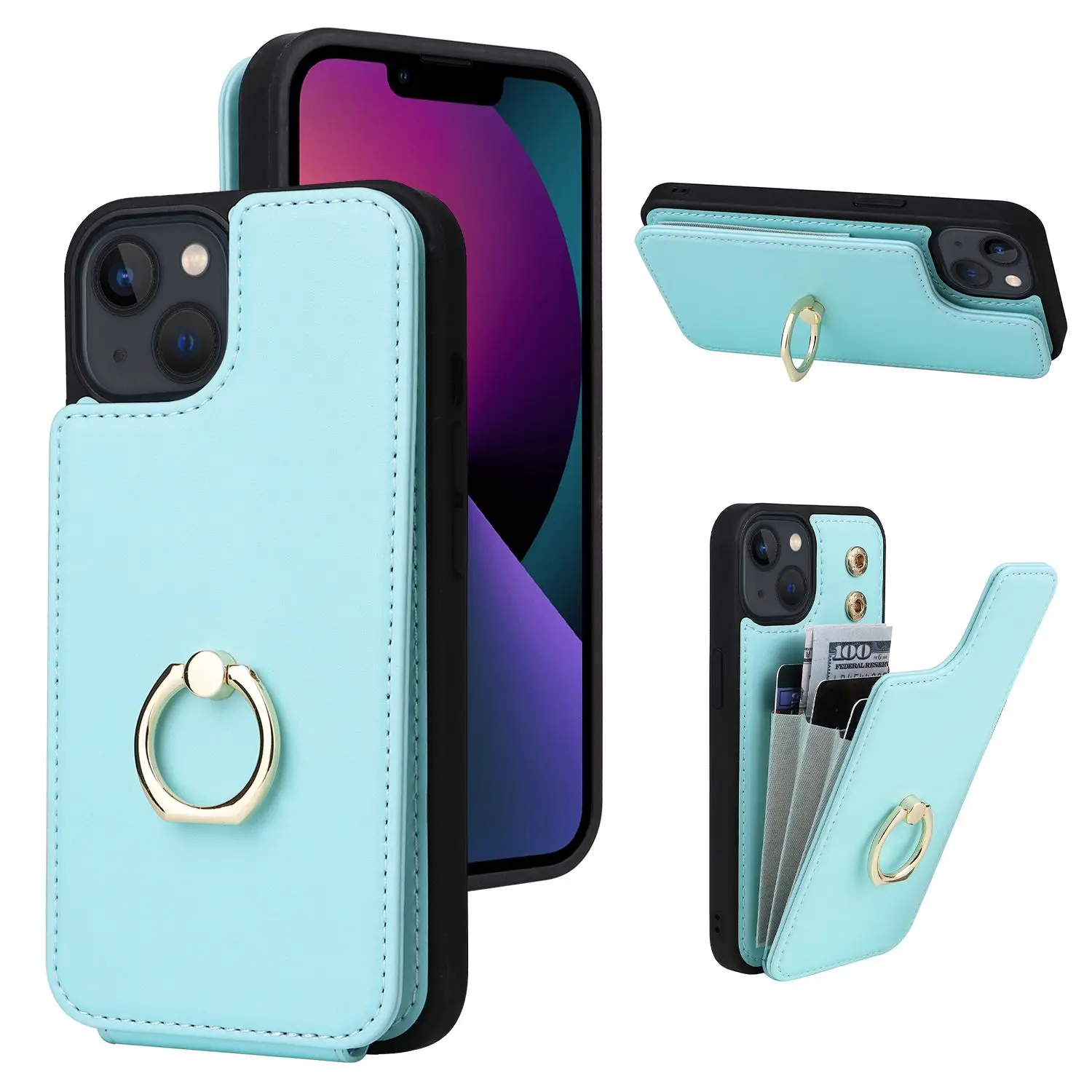 14 phone case 13/12/11pro/Max wallet insert card phone case finger ring holder women new 15promax 14promax 13promax 12promax 11