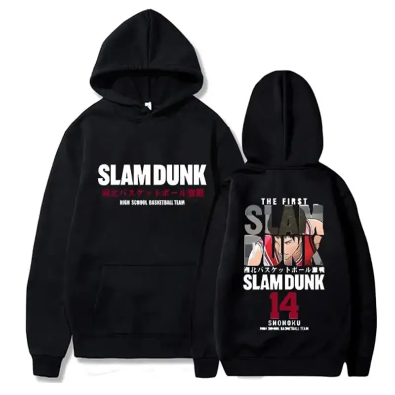 Anime Slam Dunk Hoodies de lã, pulôver casual com capuz, streetwear Hip Hop, moletons, Sakuragi Hanamichi Print Tops, outono 3