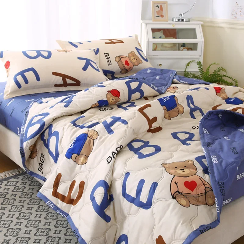 Summer Quilt Summer Quilt Set Bed Comforter Summer Thin Air-condition Quilt Queen King Size Cooling Quilted Blanket Home Single Double Lightweight Comforter Bed Bedspread