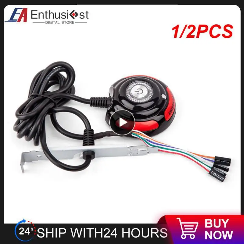 

1/2 шт. компьютерный переключатель питания вкл/выкл сброс HDD Круглый Большой кнопочный переключатель с 160 см кабельный кронштейн для настольного ПК