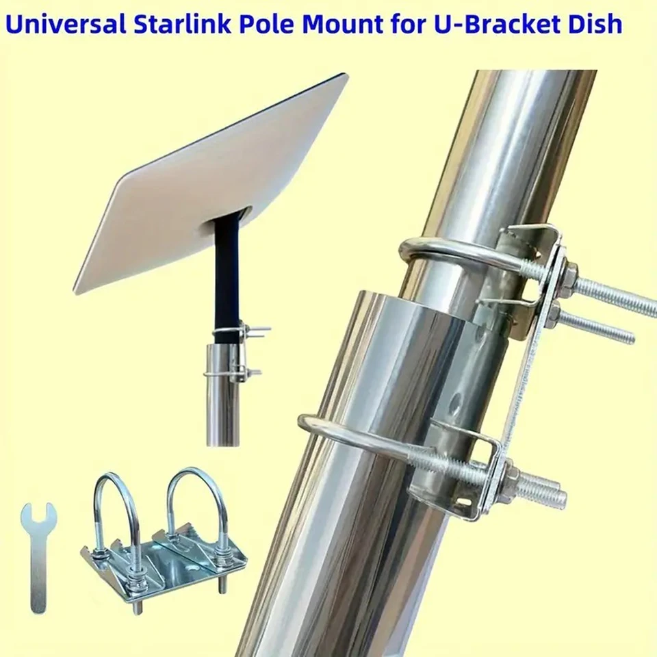 Supporto per Starlink Gen 3 Kit Completo, Staffa per Starlink Accessori, Internet Satellitare Staffa Antenna, per Starlink V3 Adattatore per Tubo, Montaggio su Palo per Starlink Gen 3