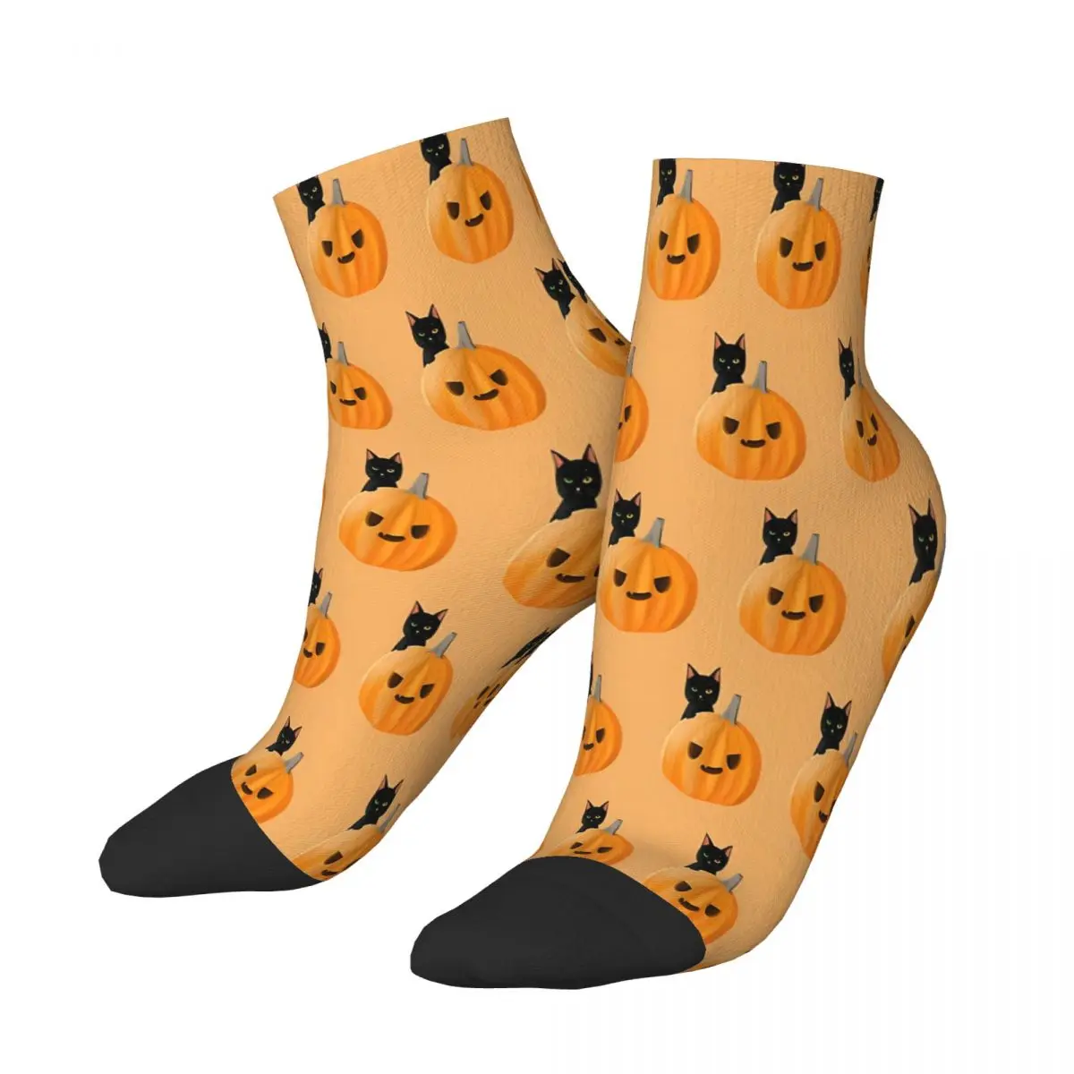 

Pumpkin Black Cat Halloween Meme Ankle Socks Male Mens Women Spring Stockings Printed