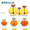 5 - 10pcs Hexagonal Glass Honey Bottle with Dipper Wooden Stirring Sticks Packaging Jars Dispenser Food Storage Container Gift 5