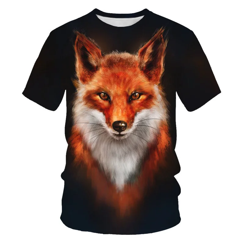 

New Summer Scarlet Fox 3D Print Animal Cool Funny T Shirt for Mens and Womens Short Sleeve Fashion Black Clothing Plus Size Tops