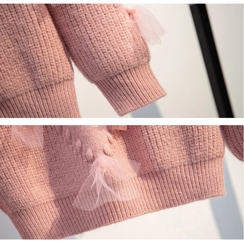 Children's Clothing Autumn Winter Girls Fashion Thickened Knitted Pullover Sweater Kids Girl Clothes Top