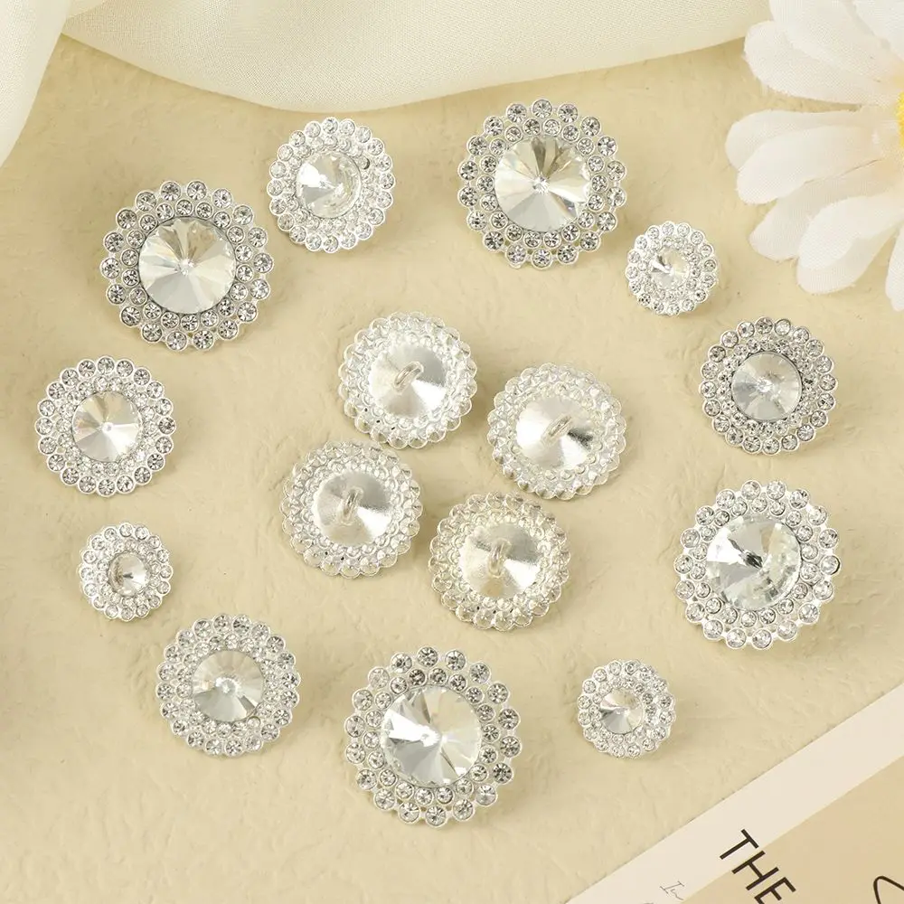 10Pcs/Set Metal Rhinestone Buttons DIY Durable Shirt Buttons Sewing ...
