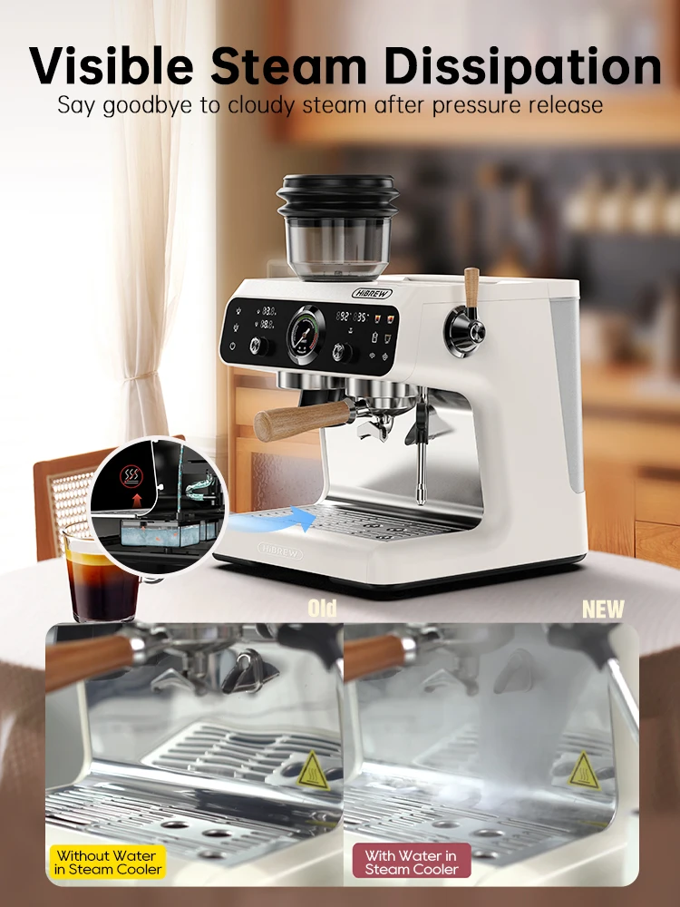 Dual Boiler Espresso Machine Built-in Grinder 30 Size Settings H7B