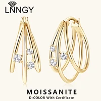 Lnngy Exquisite Multilayer Circle Earrings For Women 925 Sterling Silver Bling Moissanite Huggies Hoop Earring Fashion Jewelry