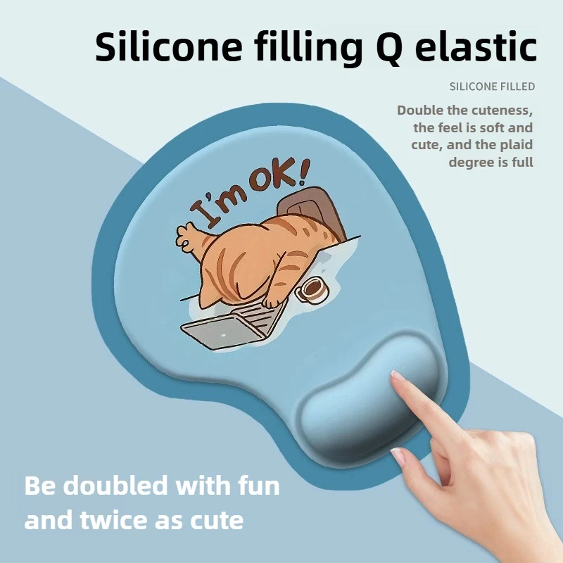Cartoon Animal Ergonomic Silicone Mouse Pad with Comfortable Wrist Support for Home Office
