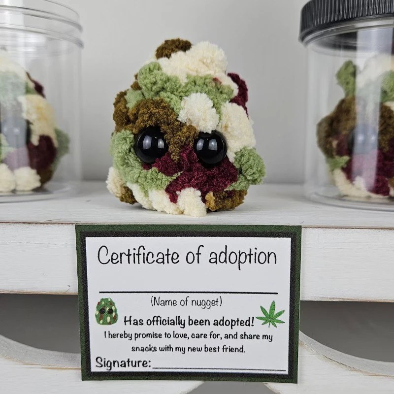 Adopt A Weed Nugget Plush, Little Weed Nugget Plush, In A Jar Handmade Plush Stuffed Toys, Little Nugget Desktop Plush Ornaments