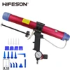 600ml Sausage Pneumatic Caulking Gun Silicone Sealant Gun Air Rubber Gun Caulk Applicator Tool with 10 Transparent Glue Nozzles 1