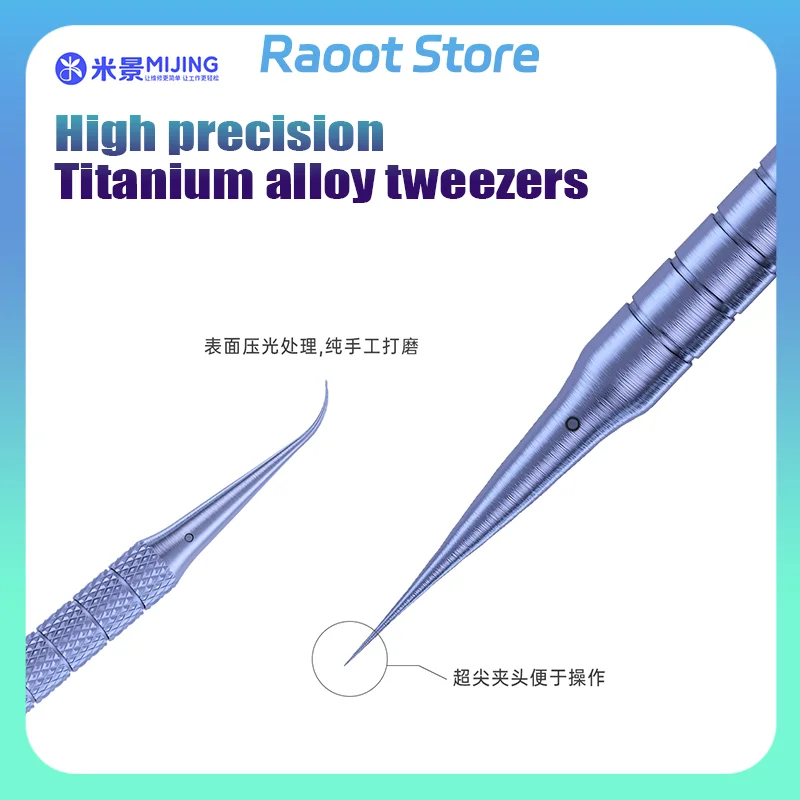 

Mijing Anti-magnetic and anti-rust precision titanium alloy tweezers pointed elbow Tweezers For Picking Tools Anti-slip