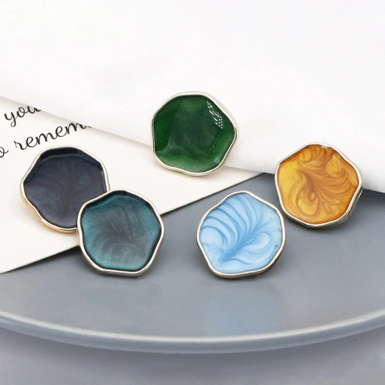 금박 그라데이션 캔디 컬러 버튼, 수지 버튼 코트, 트렌치 코트, 스웨터 액세서리, DIY 바느질 용품, 10 개 