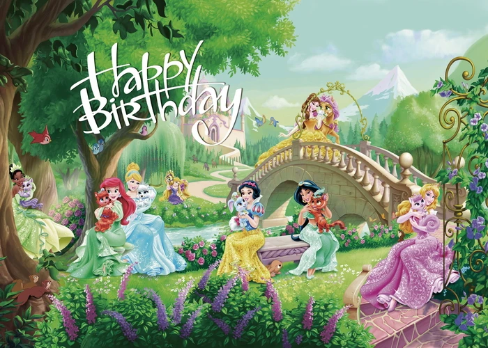 birthday backdrop party backdrop curtain party decoration party supplies Disney Princesses Photography Backdrop for Girls Baby Shower Birthday Party Decor Fairy Table Kids Dessert Table Banner Supply