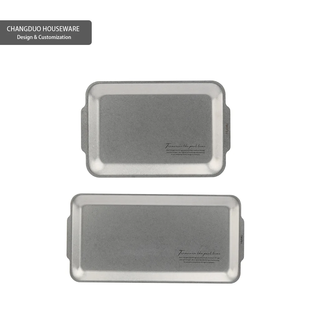 Nordic Style Vintage Series Stainless Steel Serving Tray Minimalist Design Kitchen Tableware for Serving Plates