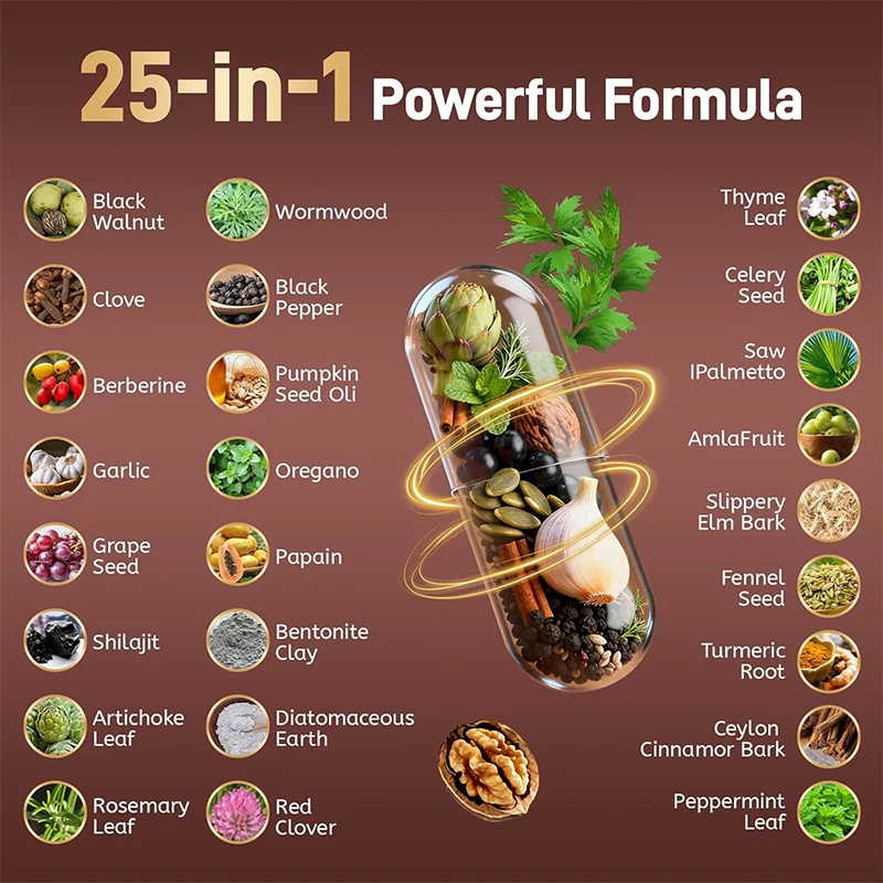 Black walnuts, cloves,pumpkin seed oil, garlic,and cowhide,60 capsules 3 S14354615639c499e8876d034b4c4488dF