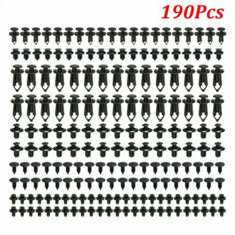 

6 размеров 190 шт. автомобильные крепежные зажимы, фиксатор транспортного средства, заклепка дверной панели, брызговик, бампер, крыло, отделка, пластиковые смешанные Аксессуары для автомобилей