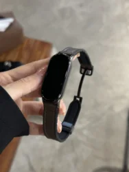 Magnetic Leather Strap Wristband Accessory Bracelet - Mi Band 10 (Coffee)