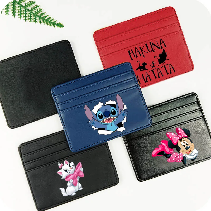 

Disney Stitch The Lion King Pu Leather Card Holder Drivers License Bag ID Card Bank Cards Case Accessory Kids Card Case Gifts