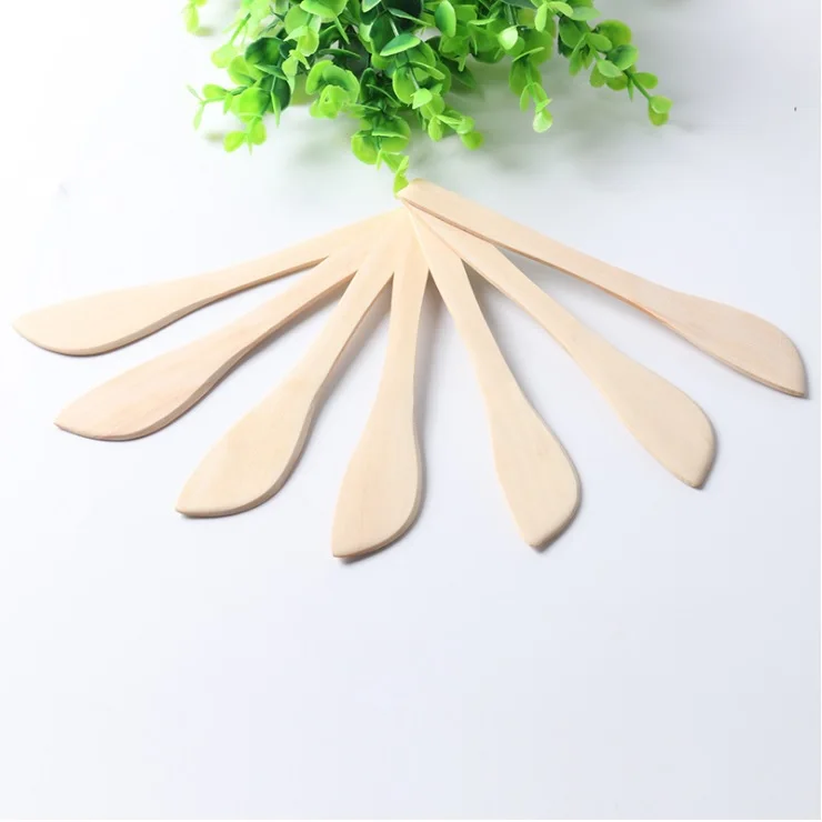 1000pcs Eco-friendly solid wood tableware wooden mask knife guacamole cheese butter cream dumpling knife
