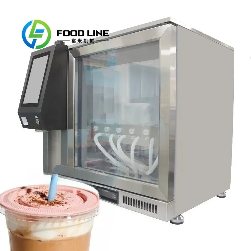 Touch Screen Vertical Bubble Tea Maker Intelligent Pearl Cooking Milk Frothing Machine For Commercial Milk Tea Shop