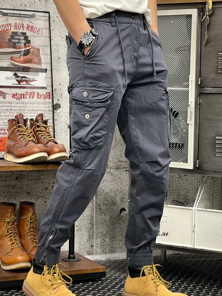 Cargo Pants For Men Korean Trousers Man Winter Trekking Loose High