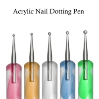 5Pcs Nail Acrylic Dotting Pen Nail Art Diamond Dotting Pen Nail Rhinestones Pick Up Tools Painting Spiraling Stripe Pen Kits 2