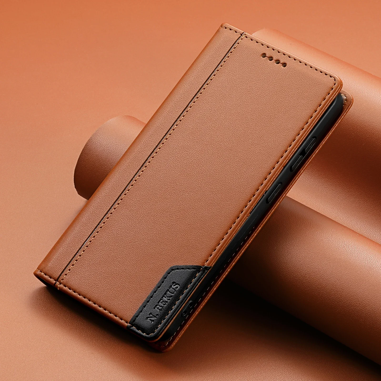 Luxury RFID Magnetic Leather Wallet Phone Case with Card Slots and Stand Feature