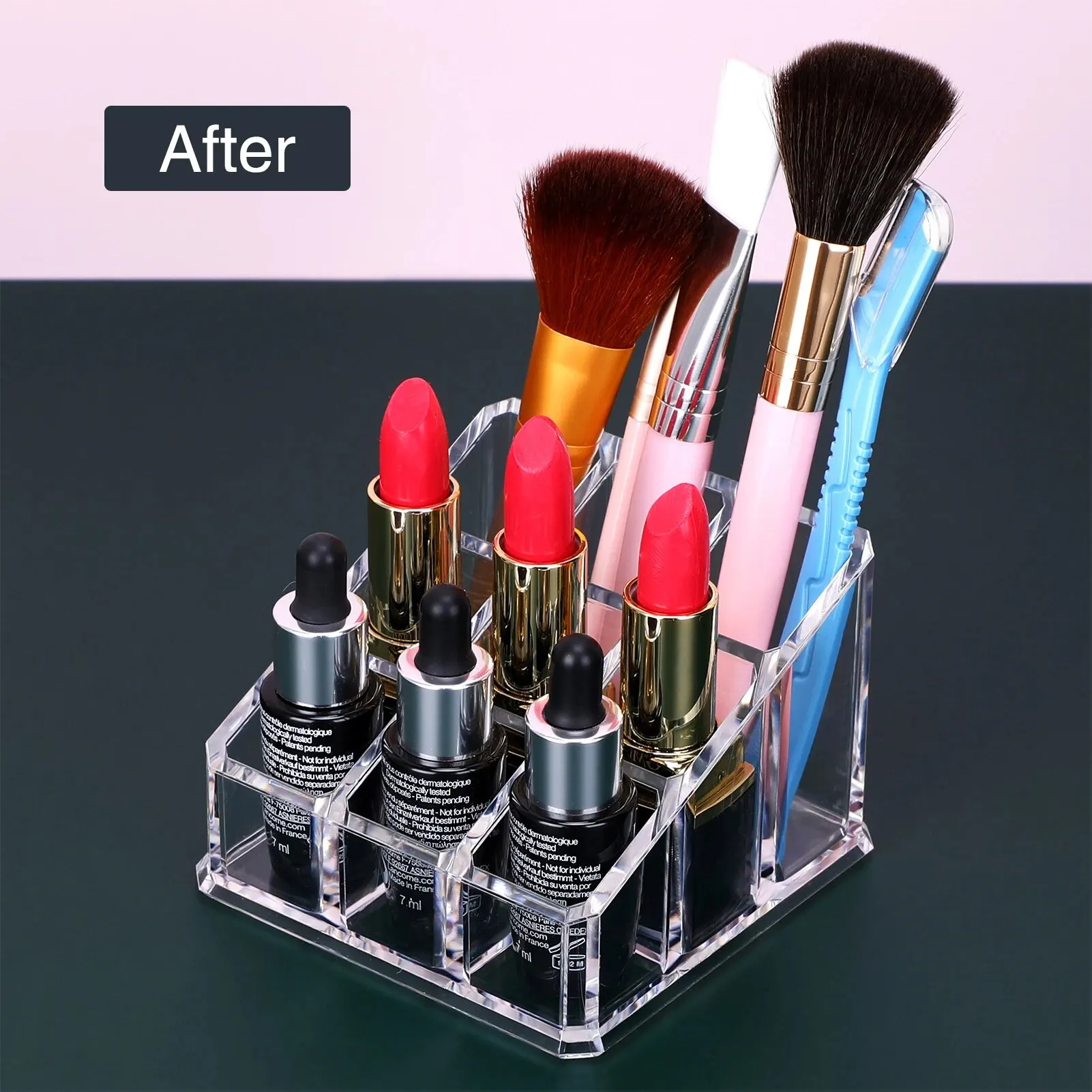 Lipstick Storage Box 1PC 9-grid Lipstick Storage Box Desktop Transparent Lip Gloss Storage Box Display Rack Minimalist Lipstick Rack