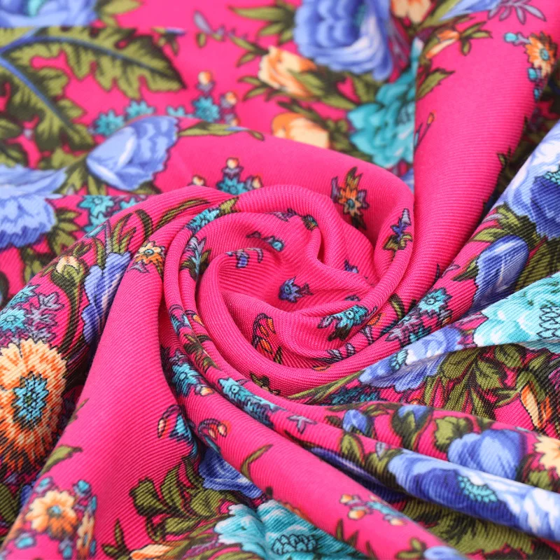 New Ethnic Style Headscarf hijabs for woman Scarf Muslim Print Tassel Shawl Middle-aged and Elderly Warm bandana Square Scarf 6