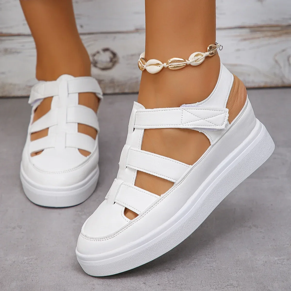 Women Sandals New Summer Wedges Heels Platform Sandals Women Hollow Out Gladiator Sandals Breathable Thick Sole Shoes for Women - 4