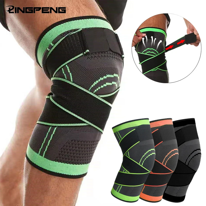 Knee Compression Sleeve with Adjustable Straps For Running Sports Hiking Soccer Basketball
