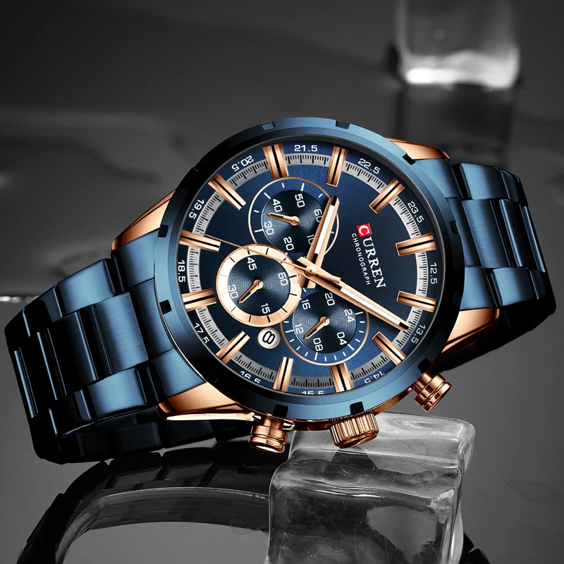 

Business Chronograph CURREN Fashion Casual Quartz WristWatch Sport Stainless Steel Men Watch Luxury Watch Men Classic Male Clock